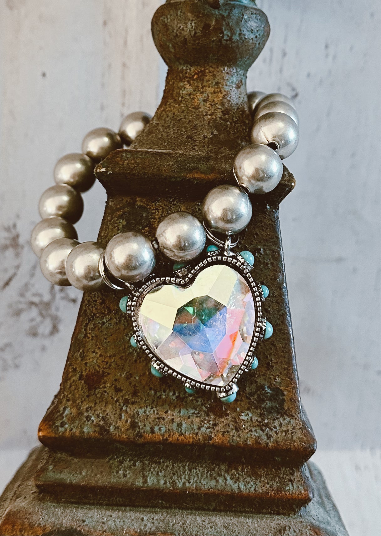 Clear Stretch Heart Crystal Bracelet