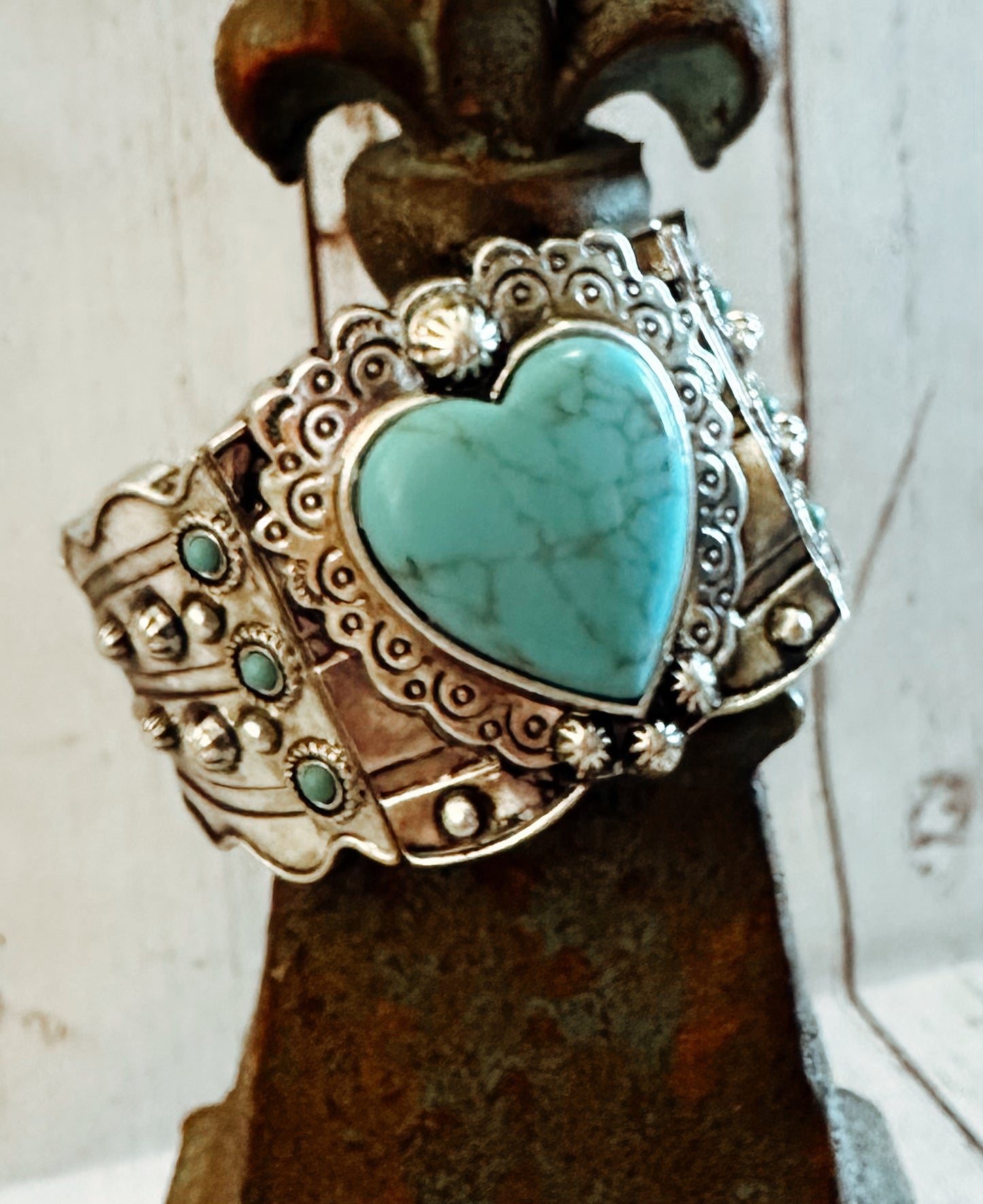 Wide Cuff Silver Heart