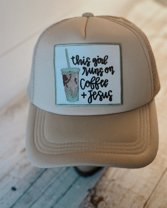 This Girl Runs On Coffee & Jesus Hat