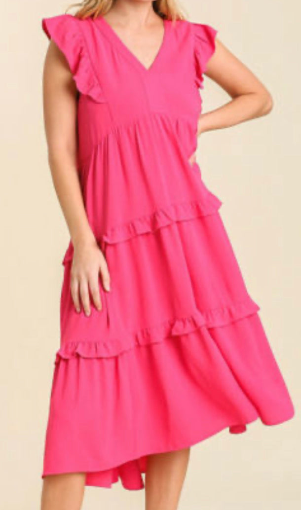 Let’s Go Girl Ruffled  Midi Dress